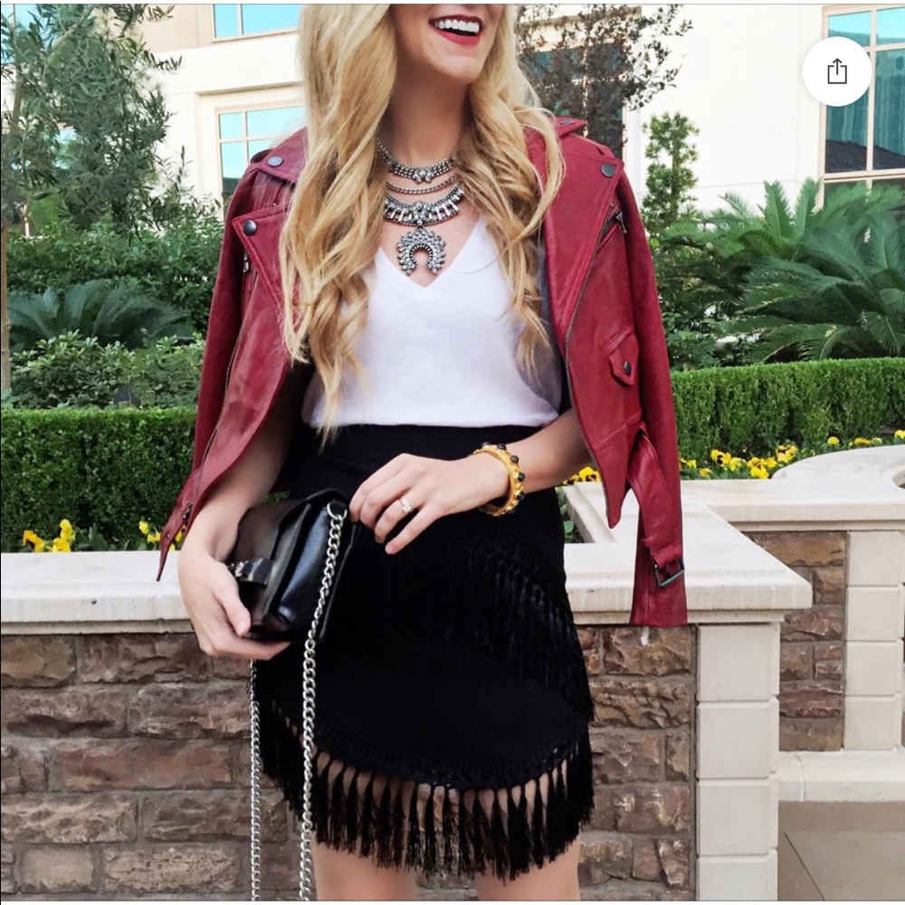 Storets Black fringe mini skirt